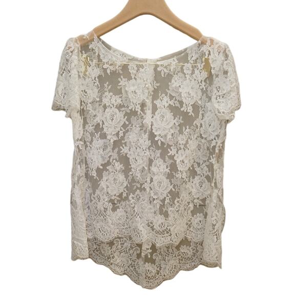 A Girl & A Serious Dream - Lace Bridal Top with Button Detail Back in Ivory / XS - Picture 1 of 11